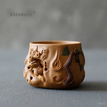 1PCS!WIZAMONY Kinijos Raudonos Molio Arbatos Dubenėlį Teacup Kinų Arbatos Rinkinys Keramikos Atique Glazūra Kung Fu, Arbatos Meistras Taurė
